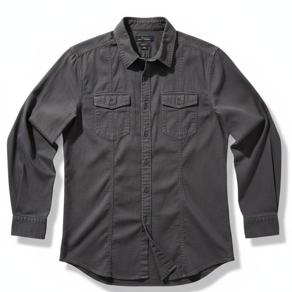 Marc Anthony Charcoal Gray Slim Fit Button Down Shirt, Men's Large Long Sleeve